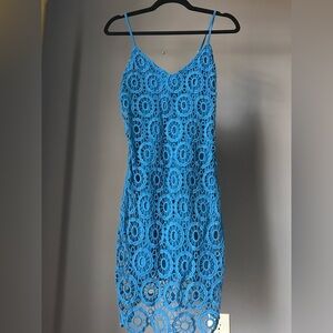 Jack Crochet Blue Mini Dress Small